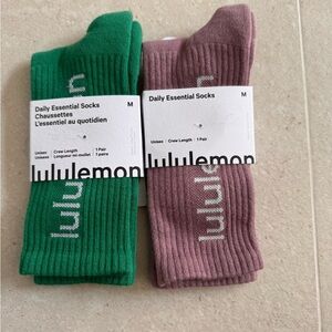 Lululemon Athletica Green and Pink Daily Essential Socks